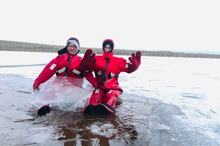 Arctic Day: Ice Fishing & Ice Floating Near Rovaniemi