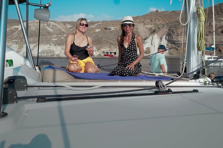 Santorini Caldera Sunset Catamaran Cruise with Greek Dinner