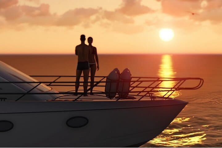 Barcelona Private Sunset Yacht Cruise on Azimut 46 — Drinks, Swim & Dinner Options