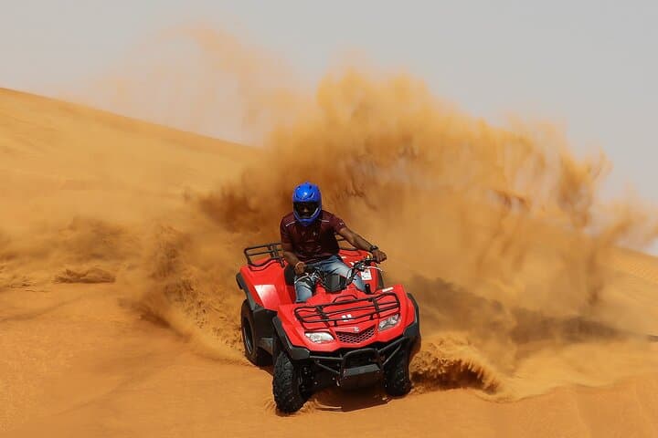 Dubai Desert Quad Biking: Red Dunes, Camel Rides & Sandboarding