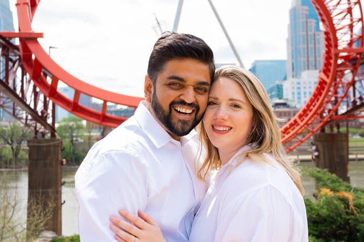 Nashville Riverfront Couples Photoshoot: Private Pedestrian-Bridge Portrait Session photo 2