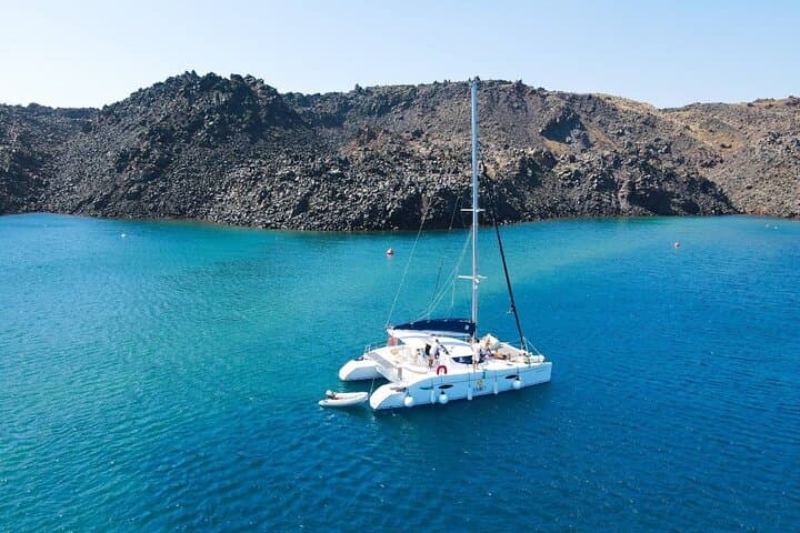 Santorini Private Half-Day Catamaran Cruise — Red Beach, Hot Springs & Caldera Views