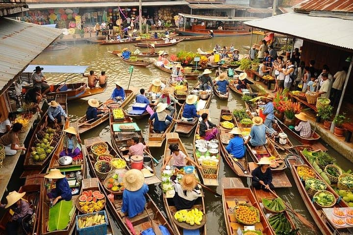 Damnoen Saduak Floating Market and Erawan Waterfall Day Tour from Bangkok photo 1