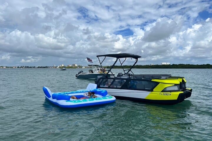 Miami Ocean Playground: 3-Hour Pontoon Tour with Waterslide, Snorkeling & Paddle Sports