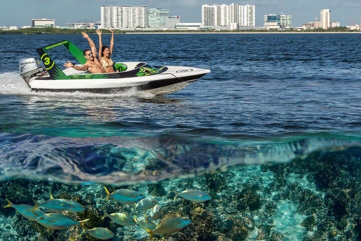 Drive a Speedboat and Snorkel the Nichupté Lagoon & Mayan Reef in Cancun