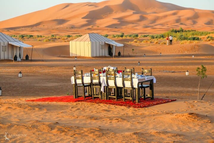 Overnight at Saharian Luxury Camp: Merzouga Camel Trek, Dunes & Starry Dinner