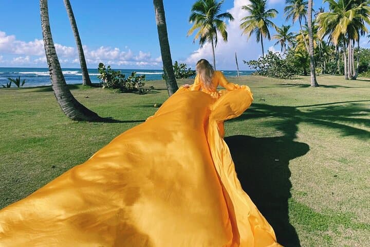 Flying Dresses Photo Shoot in Bayahibe — Dramatic Beach Portraits in the Dominican Republic