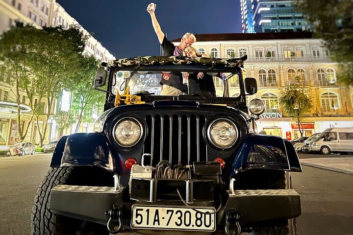 Saigon by Night: Private Jeep City Tour with Skybar Drink