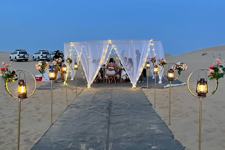 Private Dubai Desert BBQ: Sunset Dune Drive & Exclusive Camp Dinner