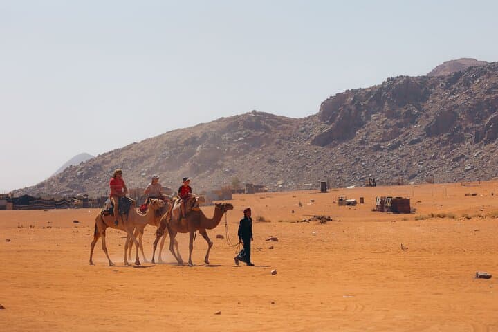 Wadi Rum Jeep, Camel & Overnight at Magic Bedouin Star — 24‑Hour Desert Adventure