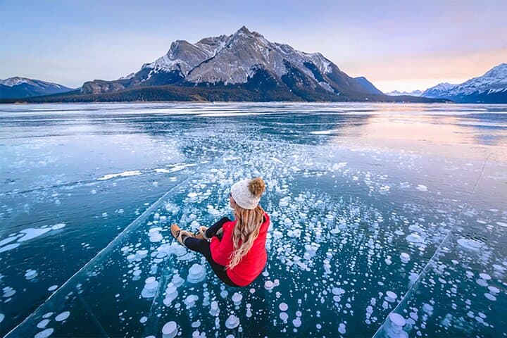 Icefields Parkway Winter Day Trip: Abraham Lake Ice Bubbles & Peyto Viewpoint photo 3