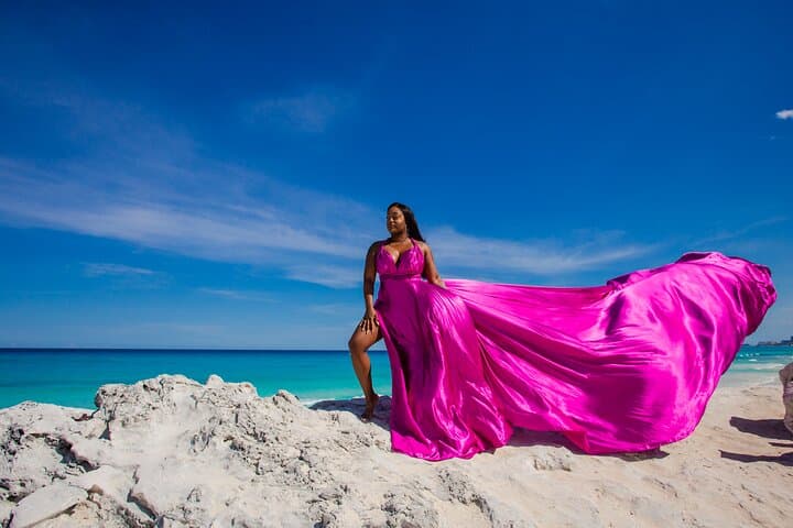 Flying Dress Photoshoot Cancun — Playa Delfines & Playa Forum Beach Session photo 3