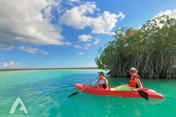Twilight Kayak Escape: Sunset Kayak Tour on Bacalar's Lagoon of Seven Colors photo 3