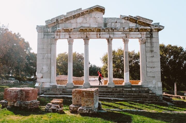 Day Tour to Ancient Apollonia & Karavasta Lagoon — Ruins, Pelicans and a 360° Watchtower