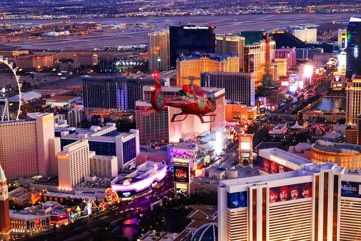 Las Vegas Night Helicopter Flight with Four-Course Dinner at Matteo's