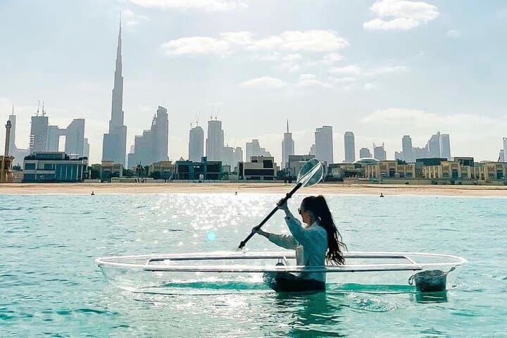 Crystal-Clear Kayaking in Dubai Marina — Transparent Kayak Tours