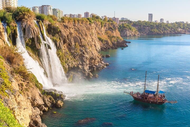 Boat Trip to Antalya's Lower Düden Waterfall — Swim Beneath the Cliffs