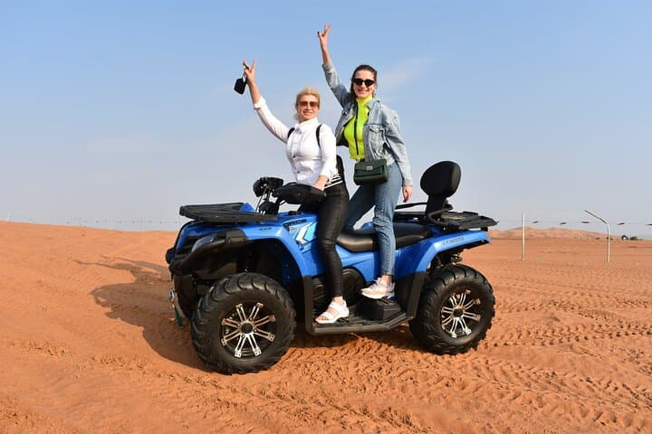 Lahbab Desert ATV Adventure: Self-Drive Quad, Camel Ride & Sandboarding in Dubai