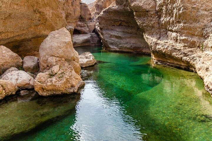 Wadi Shab, Fins Beach & Bimmah Sinkhole: Private Day Tour from Muscat