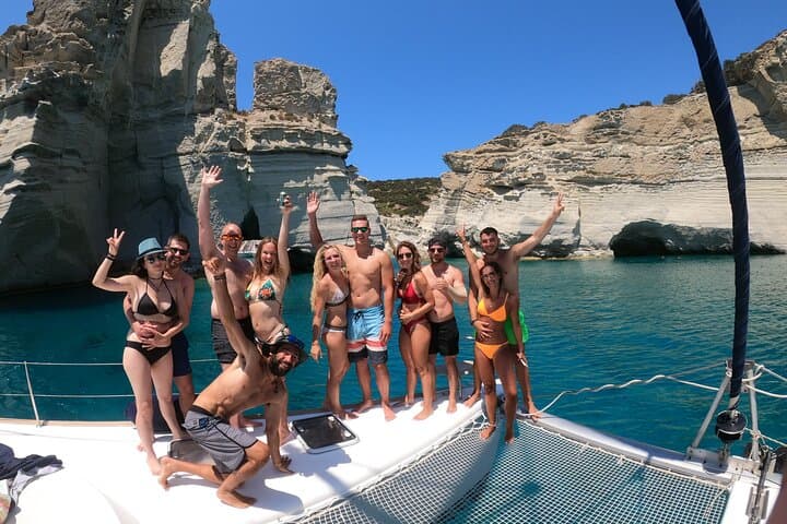 West Milos Catamaran Cruise: Kleftiko & Sykia Cave Snorkel Experience photo 2