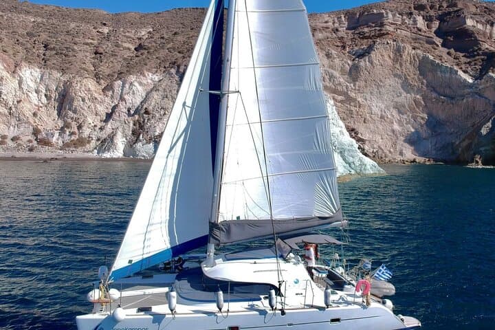 Santorini Catamaran Cruise: Red Beach, Hot Springs & BBQ Day Sail photo 3
