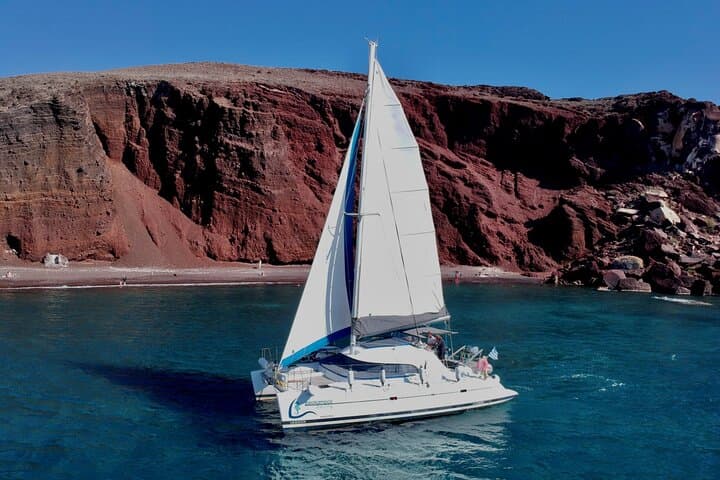 Santorini Catamaran Cruise: Red Beach, Hot Springs & BBQ Day Sail photo 5