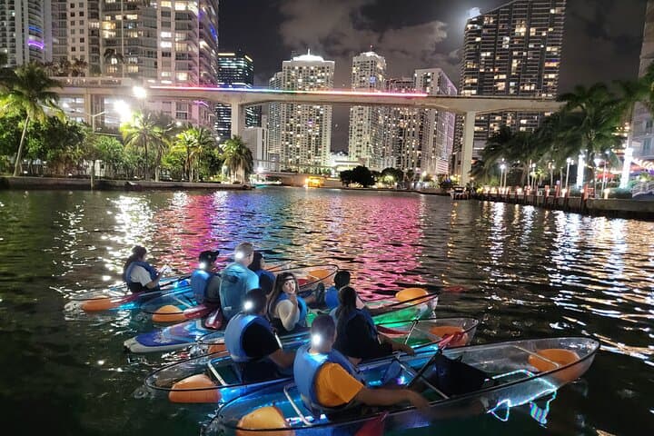 LED Clear Kayak Miami City Lights — Night Paddle Through Brickell