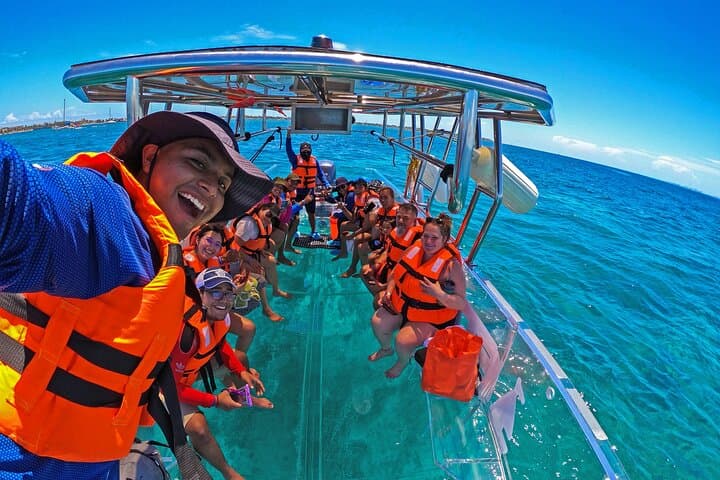 Clear-Hull Boat Tour Around Isla Mujeres: 360° Views of Reefs and Marine Life photo 2