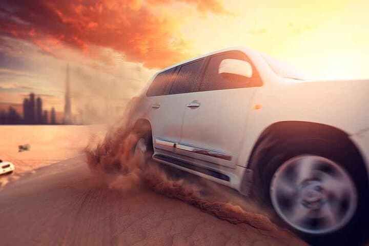 Sunset Desert Safari with Burj Khalifa View — Dubai Evening Dune Experience