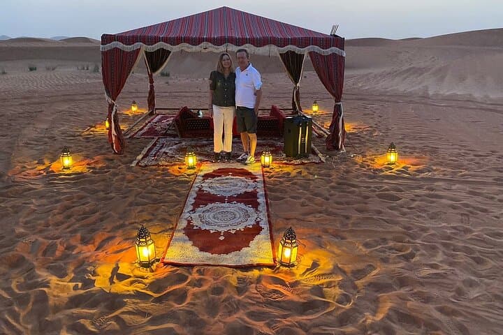 Romantic Private Desert Safari in Dubai: Private Camp, Dune Bashing & Starry Dinner