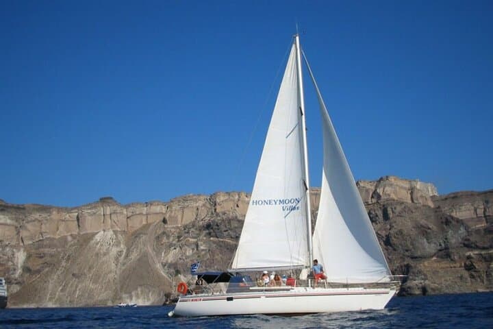 Private Santorini Sailing Cruise from Oia with BBQ, Wine & Snorkel