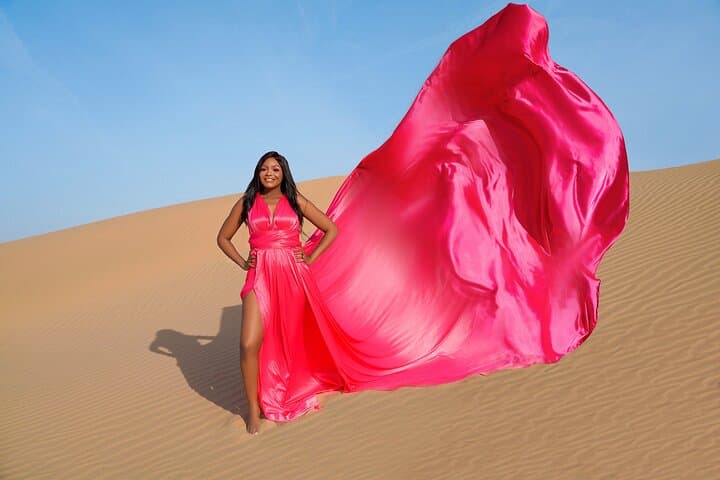 Dubai Flying Dress Desert Photoshoot — Sunrise Al Qudra Dress & Video Experience photo 2