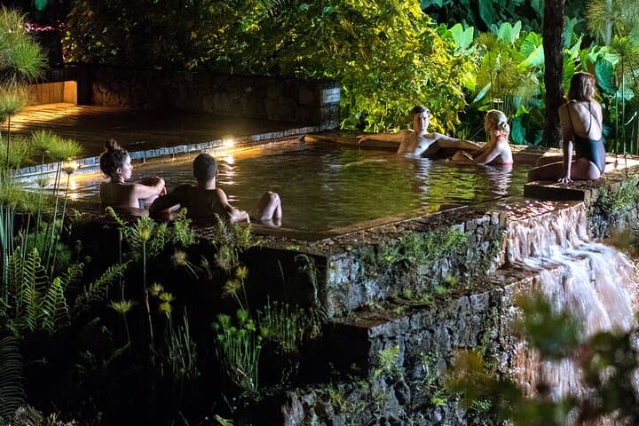 Night Tour to Poça da Beija — Thermal Baths, Dinner & Caves in Furnas