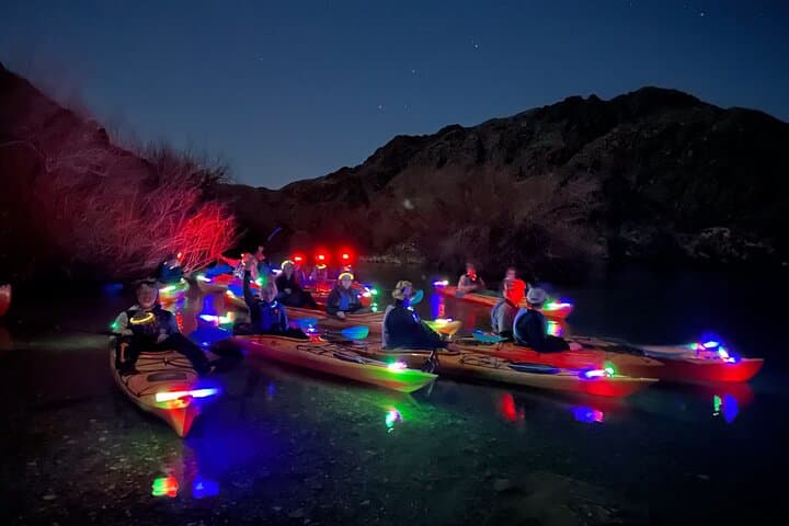 Moonlight Kayak Tour on the Colorado River: Sunset, Neon Kayaks & Stargazing from Willow Beach