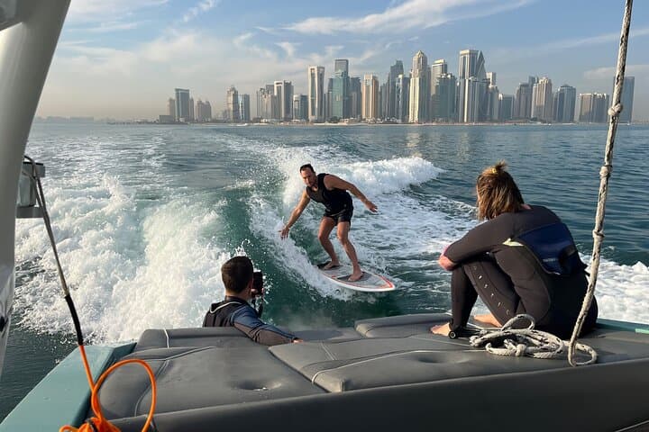 Private Wakesurfing and Wakeboarding Along Doha's Skyline photo 2