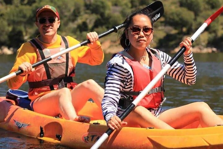 Double Kayak on San Juan Reservoir: Cove-Hopping and Swim Stops from Madrid