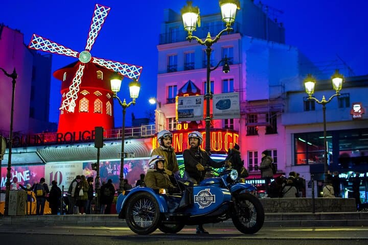 Paris Night Sidecar Tour with Champagne — Eiffel Tower Photo Stop & Private Driver