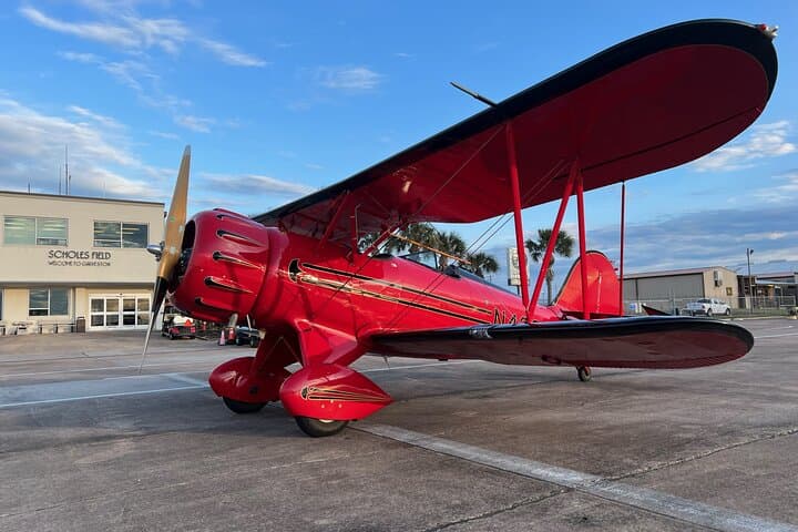 Open-Cockpit Biplane Ride Over Galveston — 20-Min Aerial Tour of Pleasure Pier & Battleship Texas