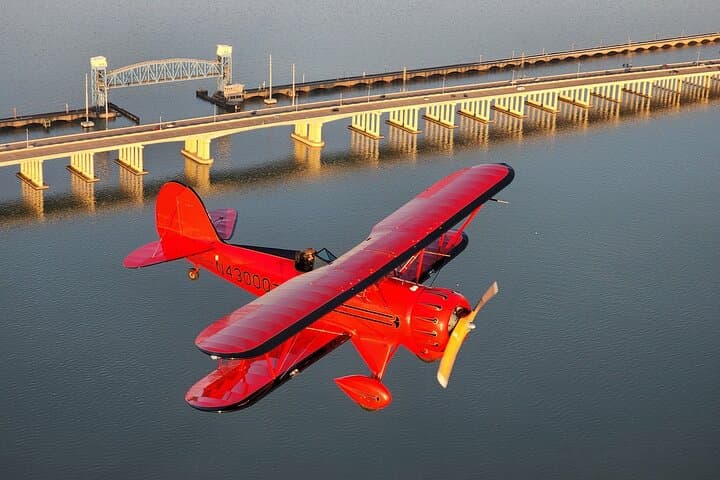 Bolivar Point Lighthouse Biplane Tour — Open-Cockpit Flight over Galveston