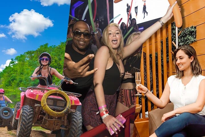 Cancun ATV Jungle, Zipline & Cenote Combo with Nightclub and Airport Lounge