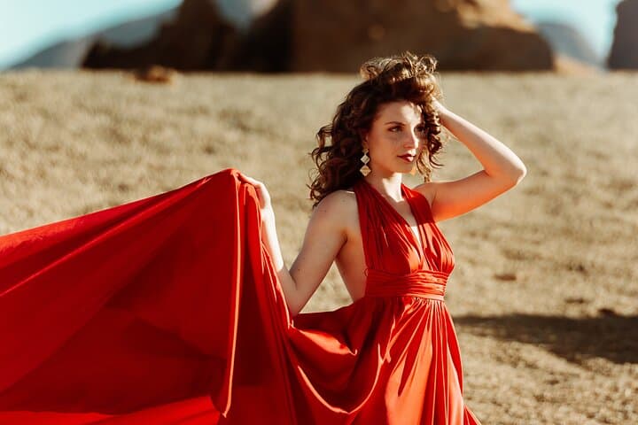 Private Sunset Flying Dress Photography in Tenerife — Dramatic Coastal Photo Session photo 3
