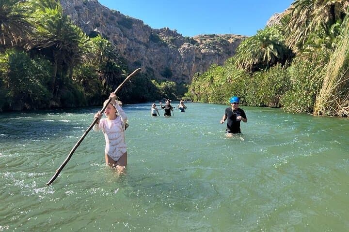 River Trekking from Kourtaliotiko Gorge to Preveli Beach: Waterfall Swim and Palm Forest Hike