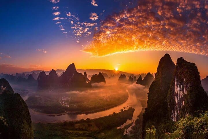Sunrise on Xianggong Hill: Tea Pluck, Peaks Forest & Yangshuo Sunset photo 2