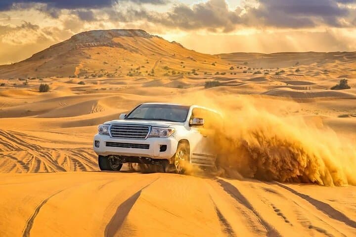 Dubai Desert Safari with BBQ Dinner & Camel Ride — Evening Dune Adventure
