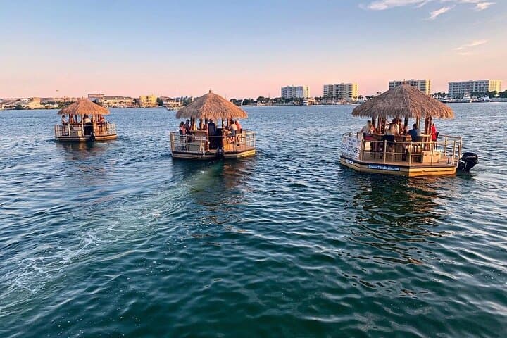 Cruise Destin's Floating Tiki Bar for 360° Harbor Views & Harbor Lights