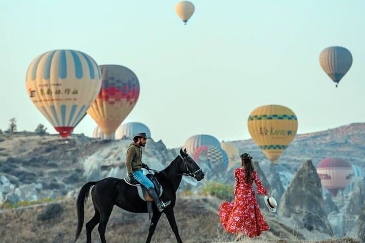 Sunrise Horse Ride Through Cappadocia's Balloon-Scattered Valleys
