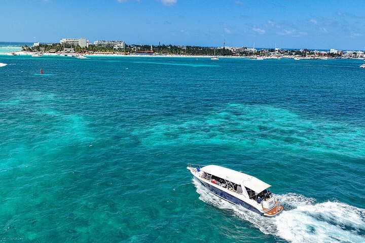 Sunset Yacht & Snorkel to Isla Mujeres with Beach Club Access