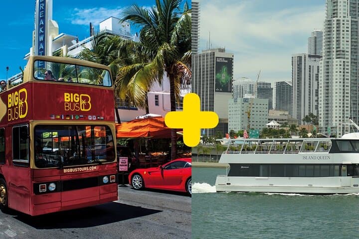 Miami Combo: Open-Top Bus Tour & Biscayne Bay Sightseeing Cruise from Bayside