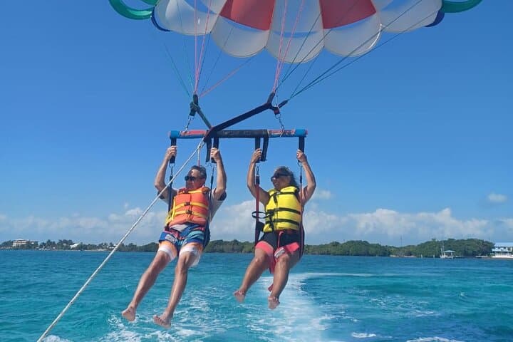 Parasailing Above the Caribbean Sea — Ambergris Caye Aerial Tour
