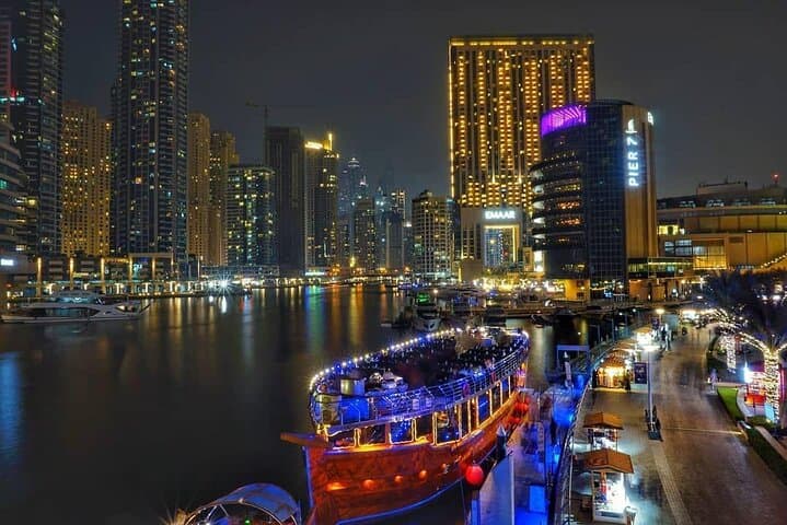 Dubai Marina Dhow Cruise Dinner — Evening Cruise, Buffet & Live Performances
